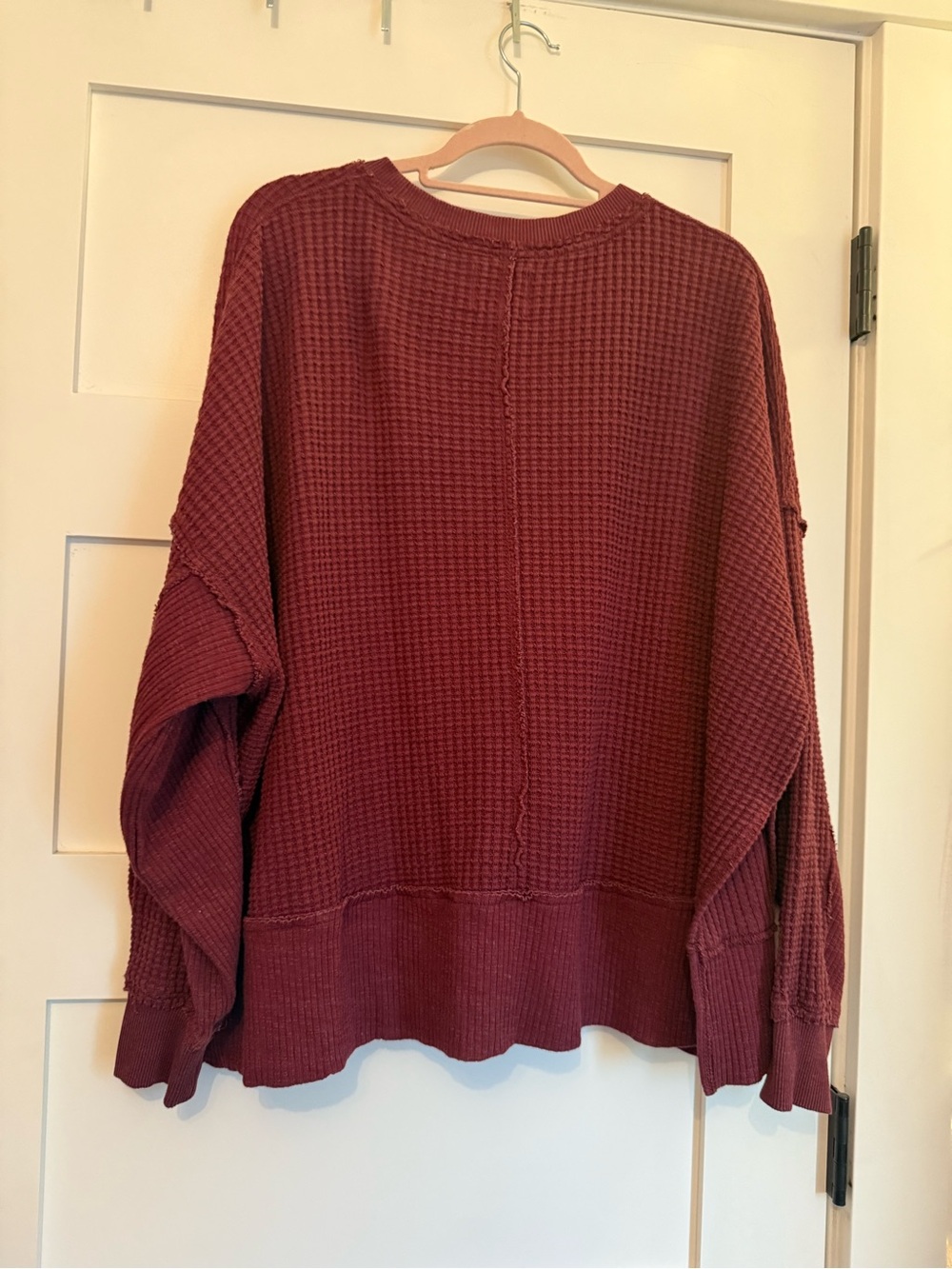 American Eagle Outfitters Waffle Knit Pullover - Burgundy - Picture 3 of 4